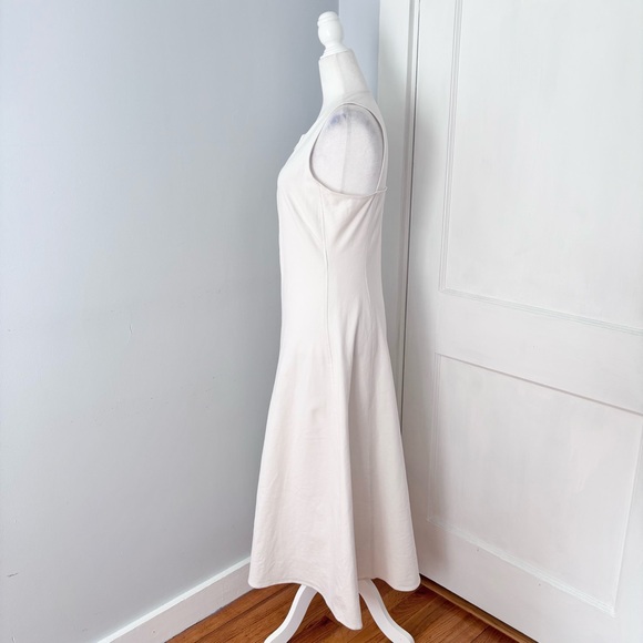 COS Flared Zip-Up Midi Dress Sleeveless Fit & Flare Stretch Scoop Neck White - Picture 4 of 6